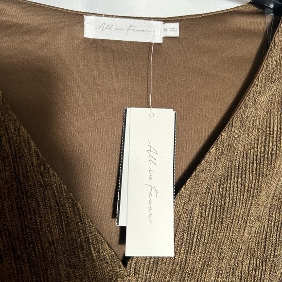 All in Favor Plissé Empire Waist Midi Dress Dark Brown - Picture 2 of 4